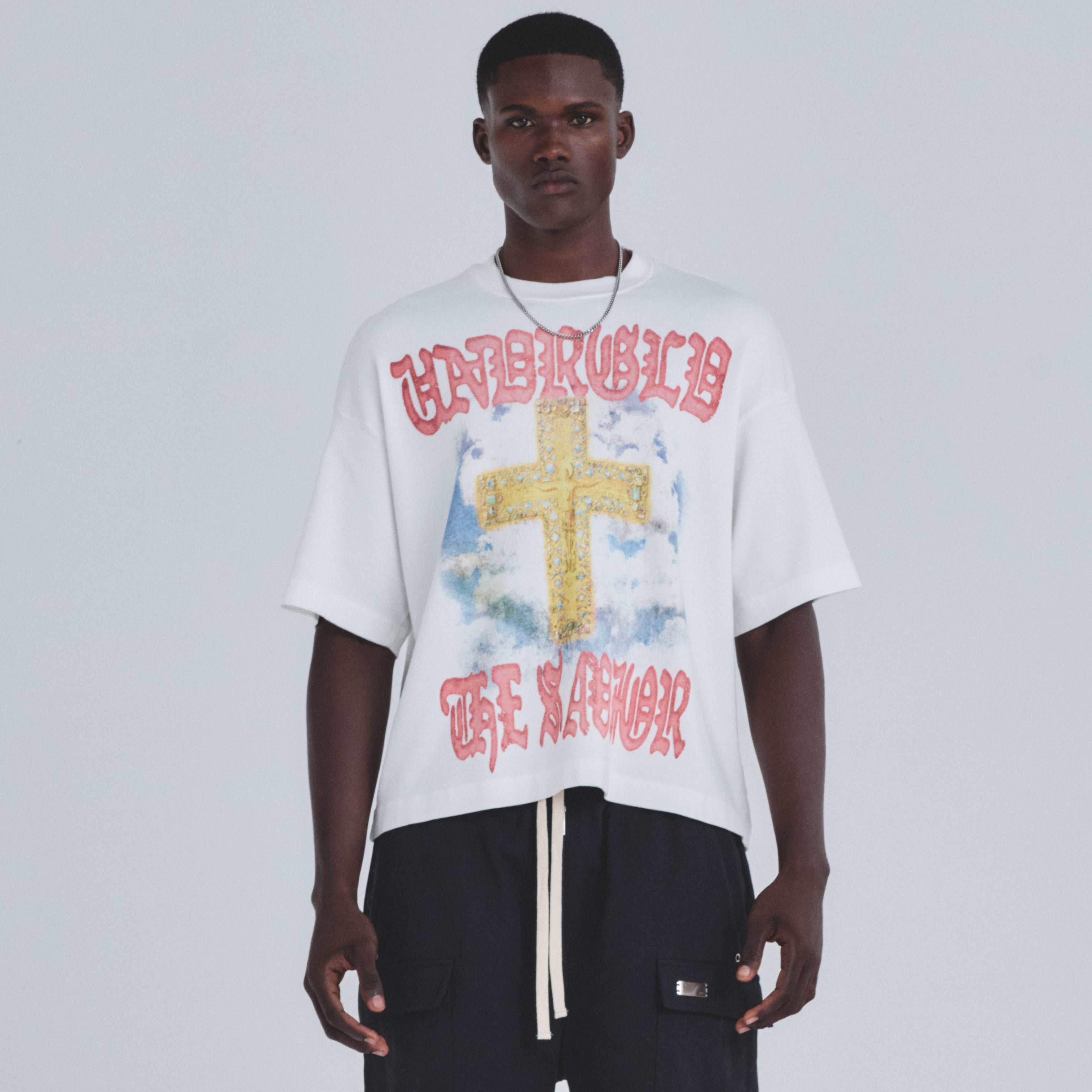HOLY STATE THE SAVIOR BOXY FIT T-SHIRT - WHITE
