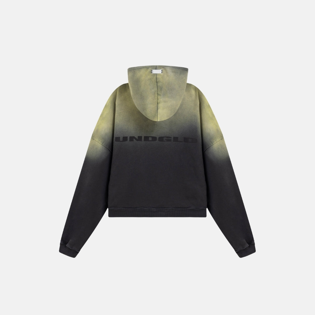HOLY STATE UNDGLD HALF ZIP UP BOXY FIT HOODIE - BLACK / YELLOW