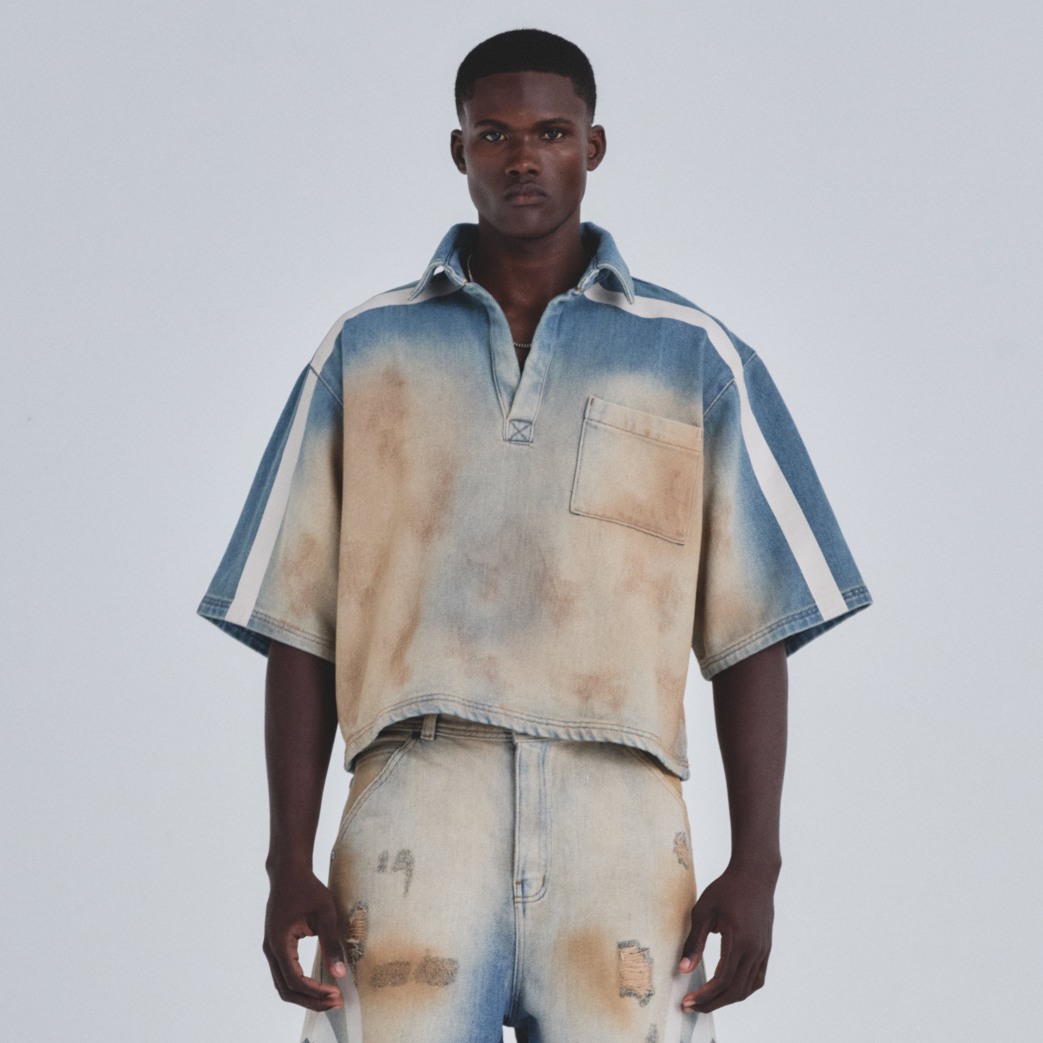 HOLY STATE UNDRGLD DENIM SHIRT - SAND BLUE