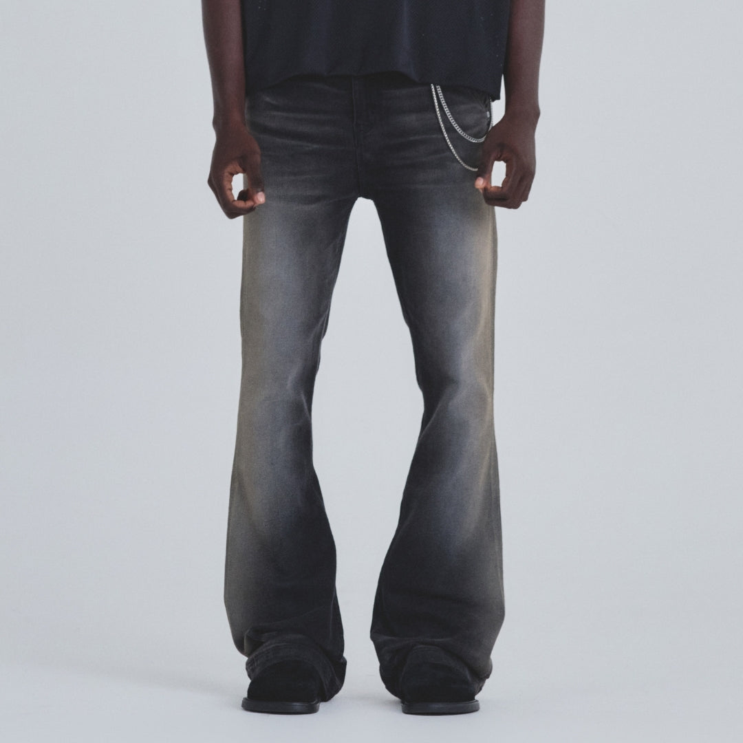 HOLY STATE UNDRGLD FLARE JEANS FADED BLACK