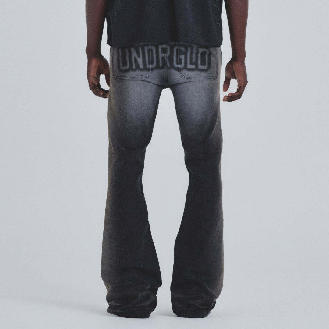 HOLY STATE UNDRGLD FLARE JEANS FADED BLACK