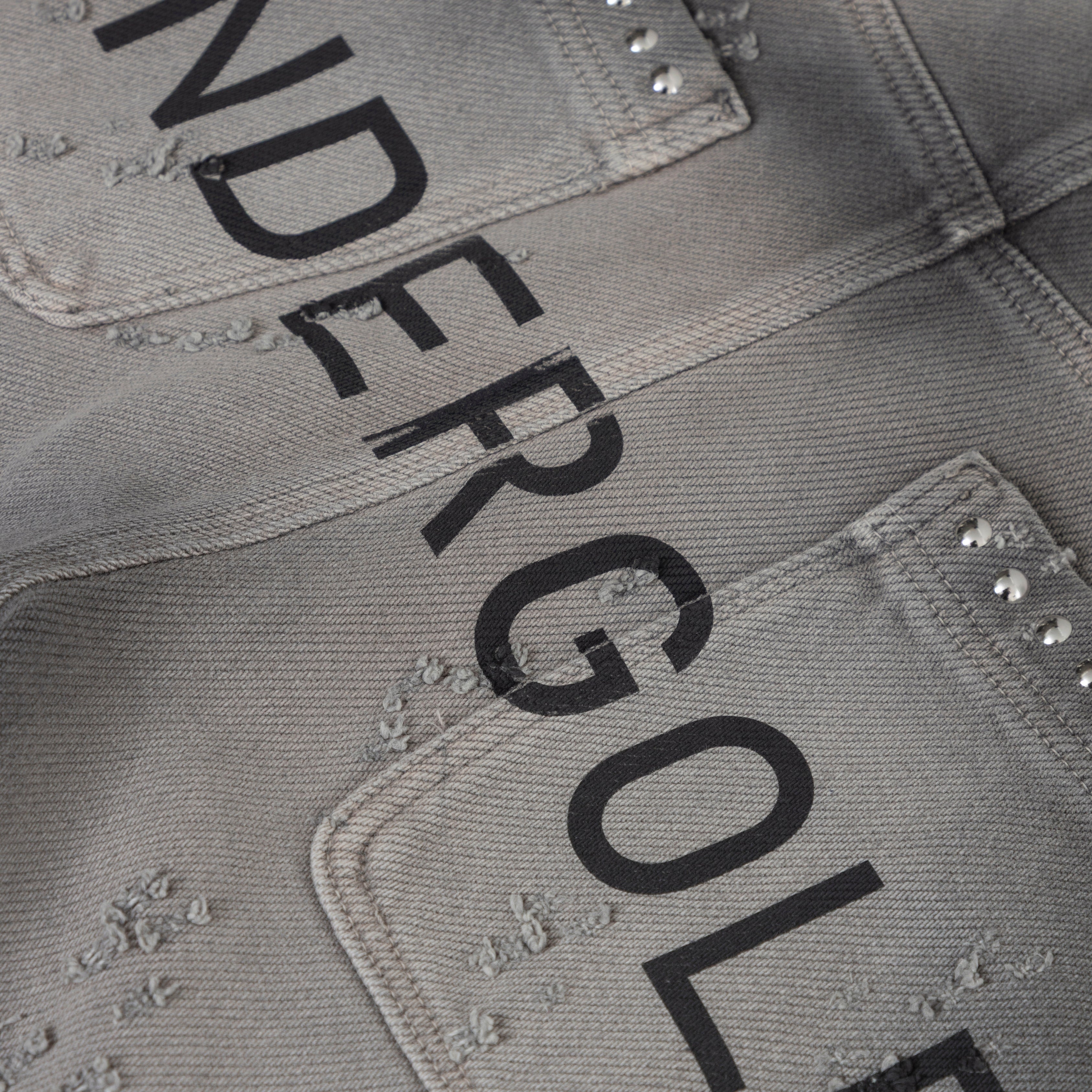 HOLY STATE UNDRGLD RIPPED BARREL JEANS - WASHED GRAY