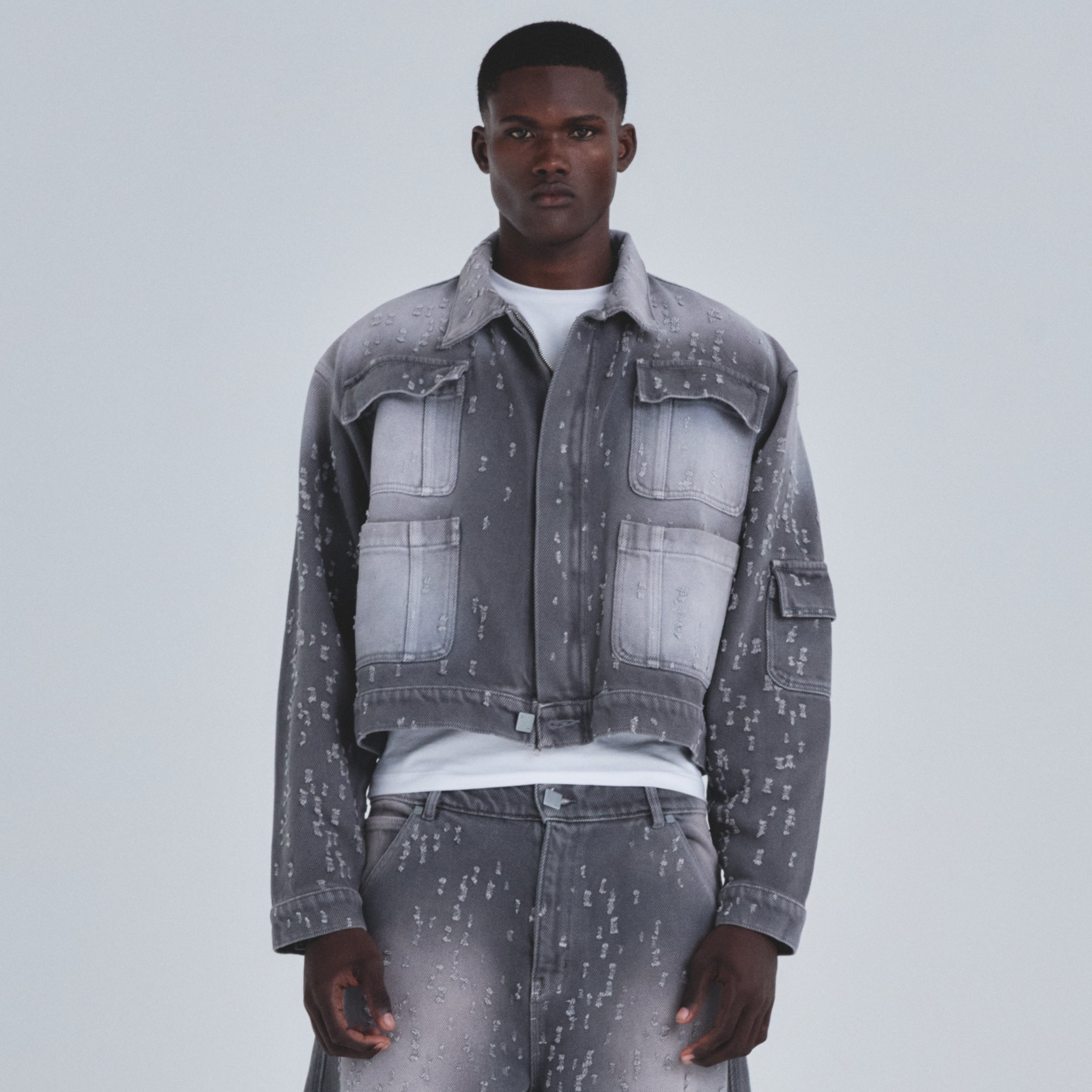 HOLY STATE UNDRGLD RIPPED JACKET - WASHED GRAY