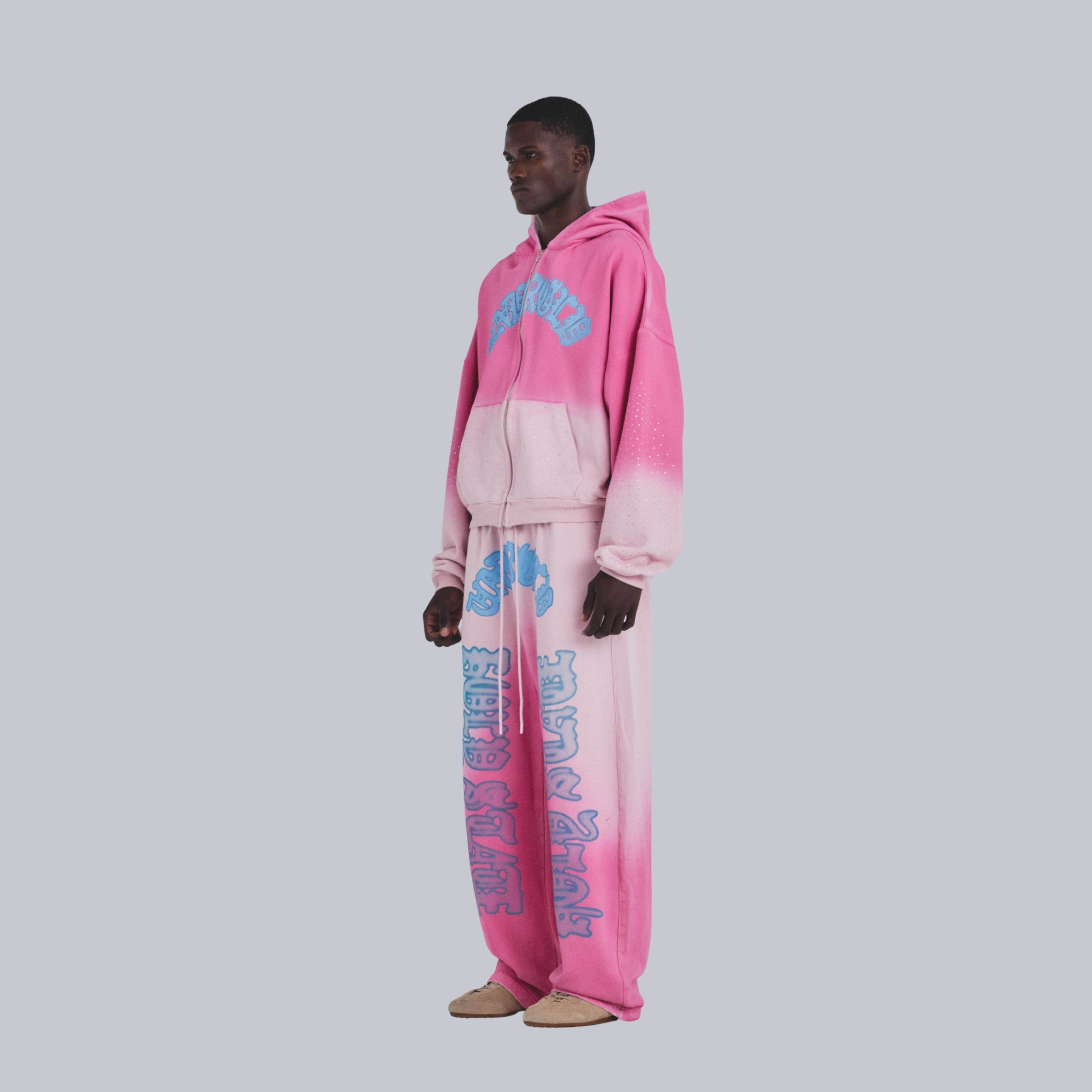 HOLY STATE UNDRGLD ZIP UP BOXY FIT HOODIE - FADED PINK