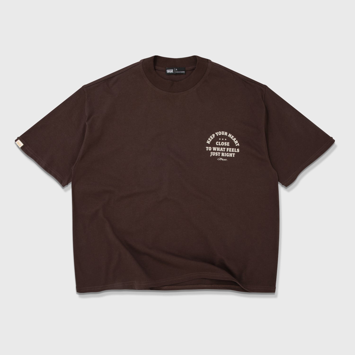 HEART BOXY TEE - BROWN