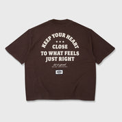 HEART BOXY TEE - BROWN