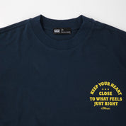 HEART BOXY TEE - NAVY BLUE