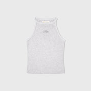 HIGH NECK RIBBED TOP - GRAY