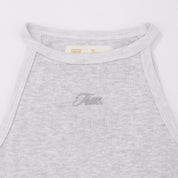 HIGH NECK RIBBED TOP - GRAY