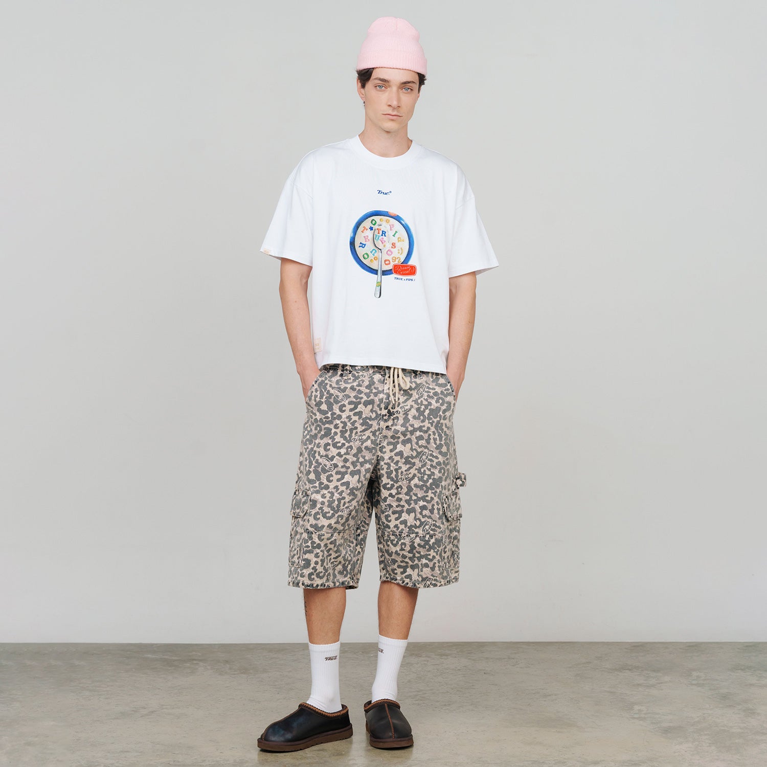 INTUITION LEOPARD CARGO JORTS - CAMEL
