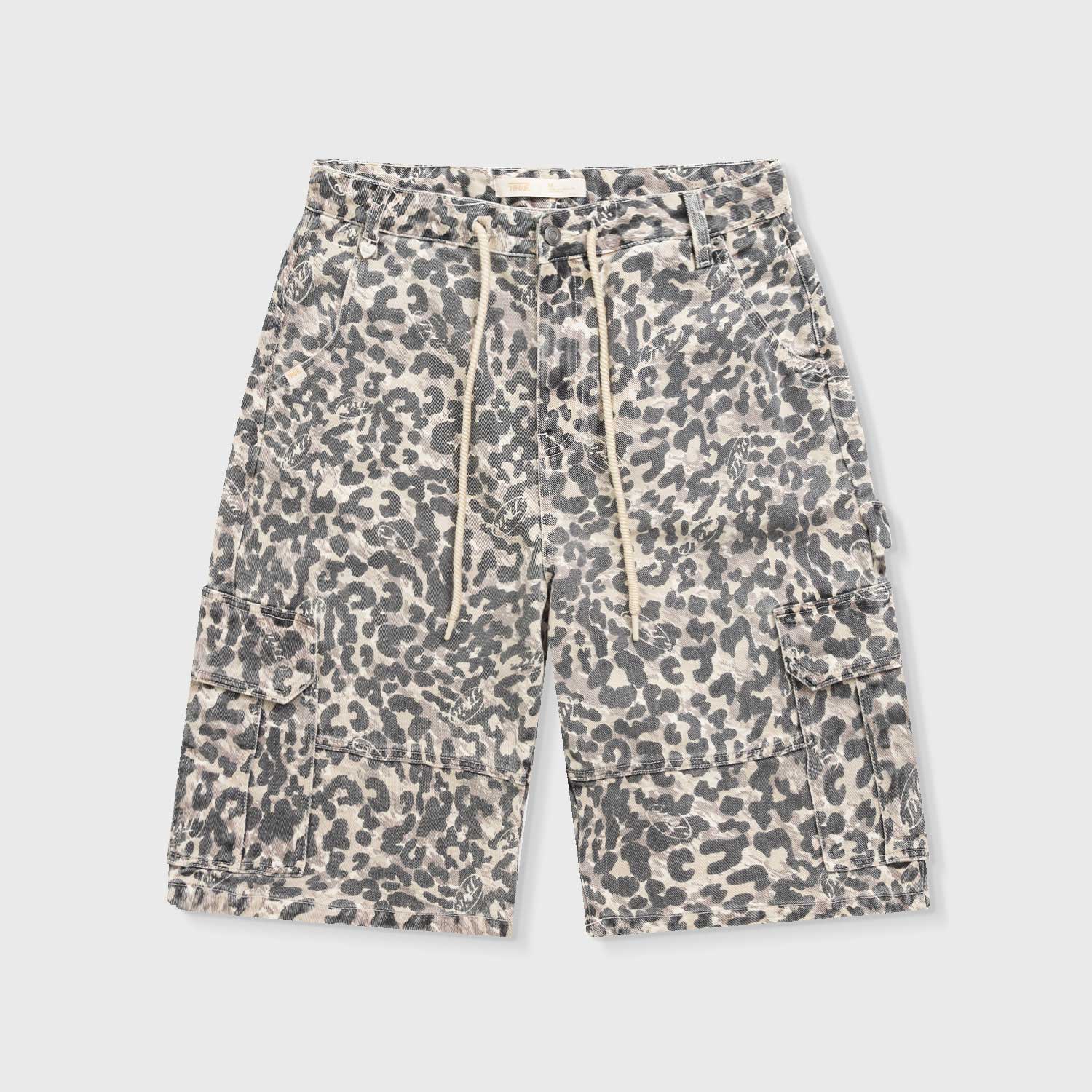 INTUITION LEOPARD CARGO JORTS - CAMEL