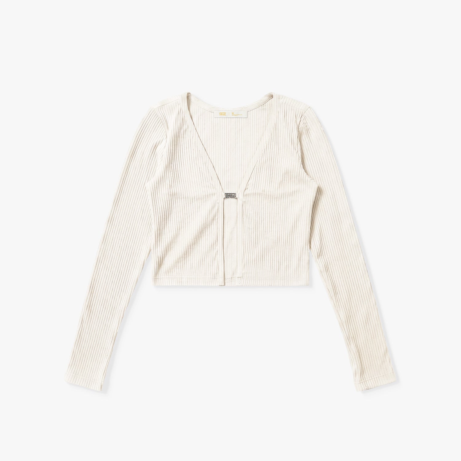 RIB CROPPED CARDIGAN - CREAM