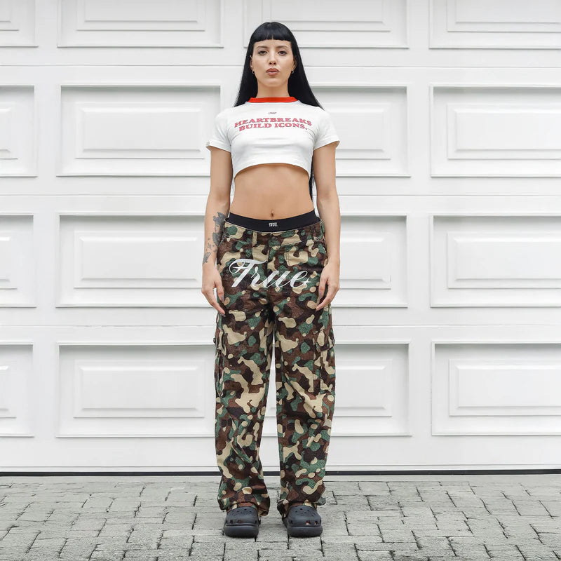 LOOSE STRAIGHT CAMO PANTS - GREEN