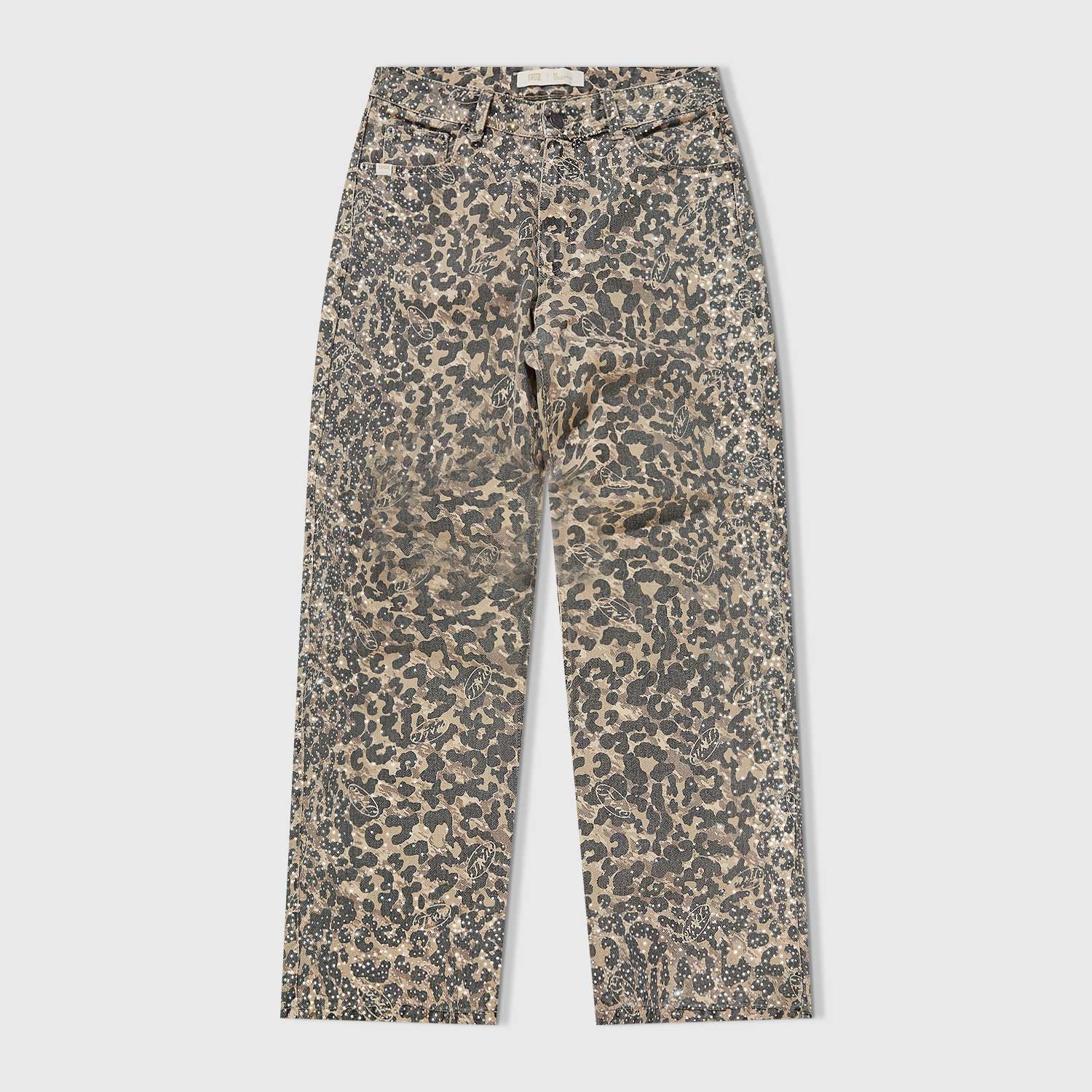 LEOPARD WIDE-LEG JEANS - CAMEL