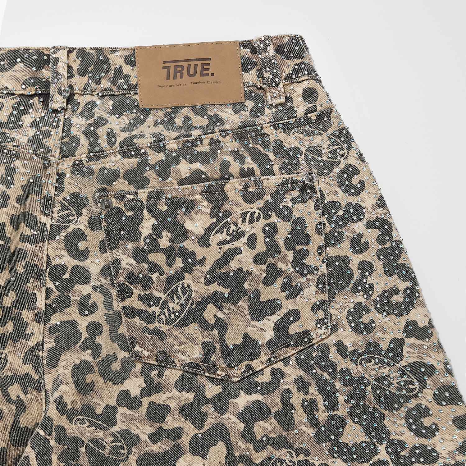 LEOPARD WIDE-LEG JEANS - CAMEL