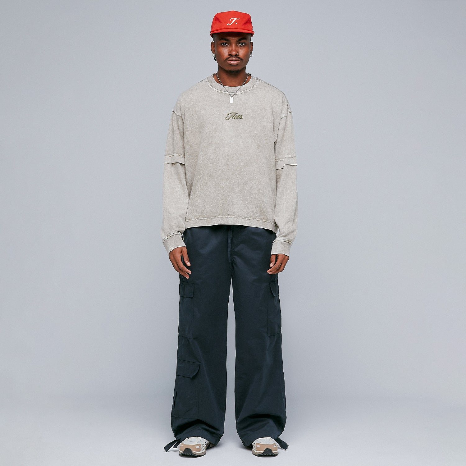 LOOSE FIT CARGO TROUSERS - NAVY BLUE