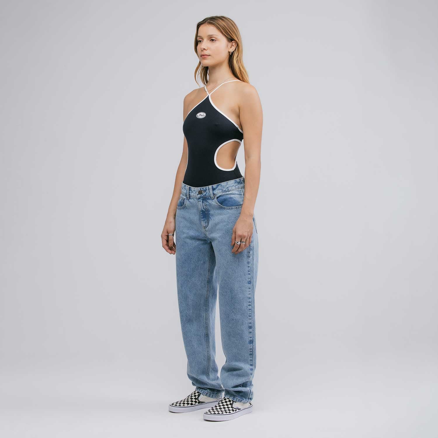 LOUNGE CUT-OUT BODYSUIT - NAVY BLUE