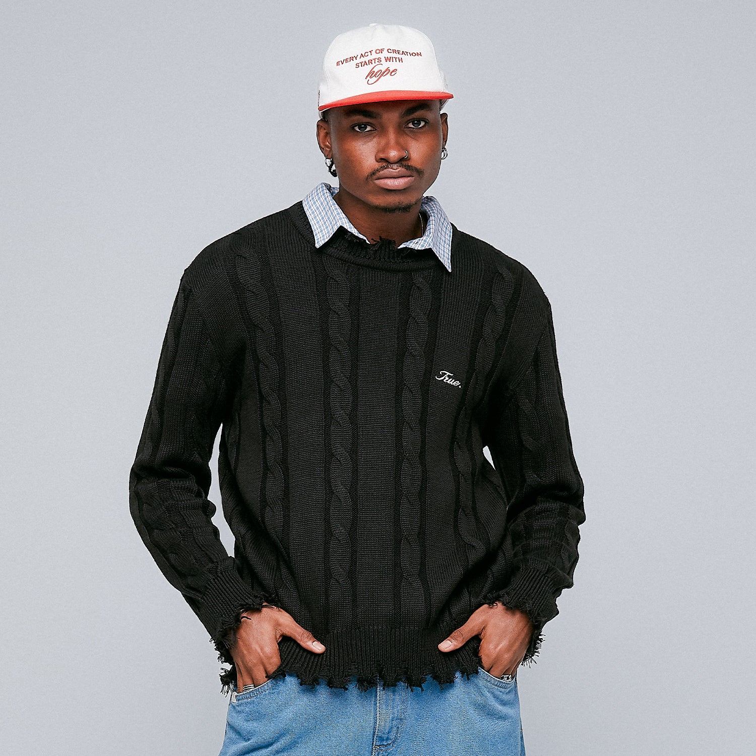 LOUNGE KNIT CREWNECK SWEATER - BLACK