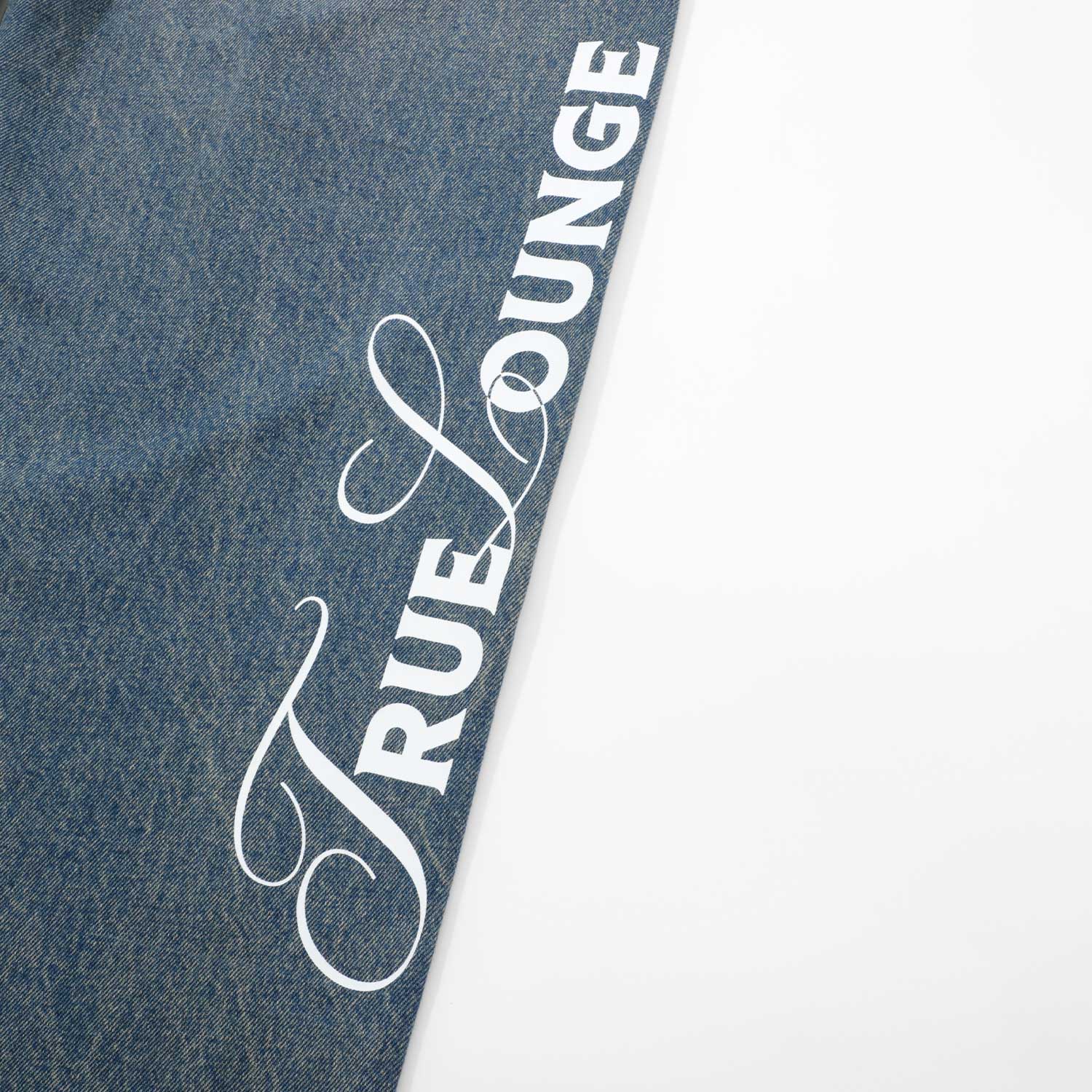 LOUNGE PRINTED DENIM PANTS - BLUE