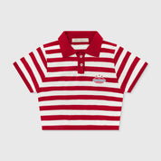 LOUNGE KNIT CROPPED POLO - RED
