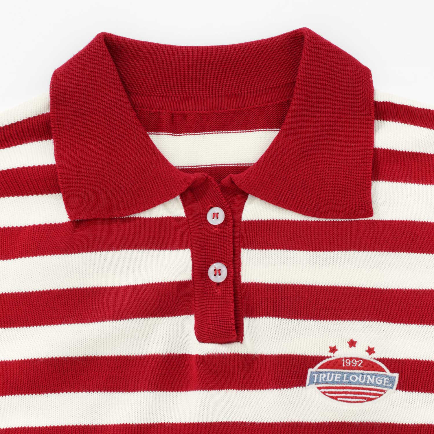 LOUNGE KNIT CROPPED POLO - RED