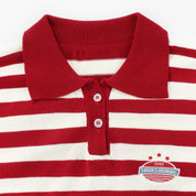 LOUNGE KNIT CROPPED POLO - RED