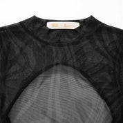 MESH PRINTED BODYSUIT - BLACK
