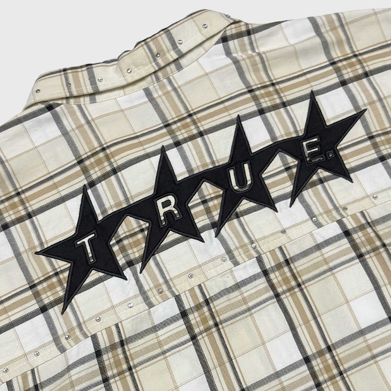 PLAID BUTTON-UP JERSEY - CREAM
