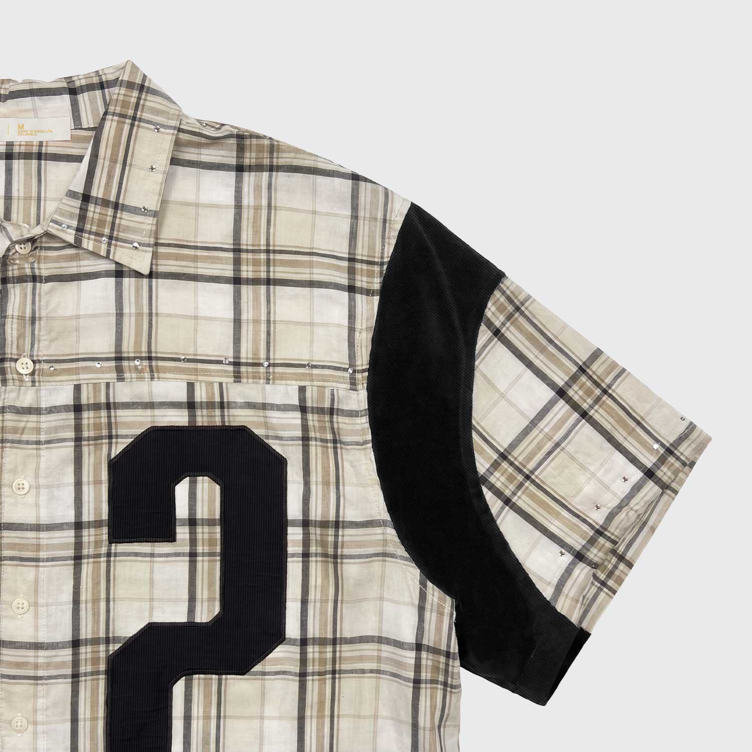 PLAID BUTTON-UP JERSEY - CREAM
