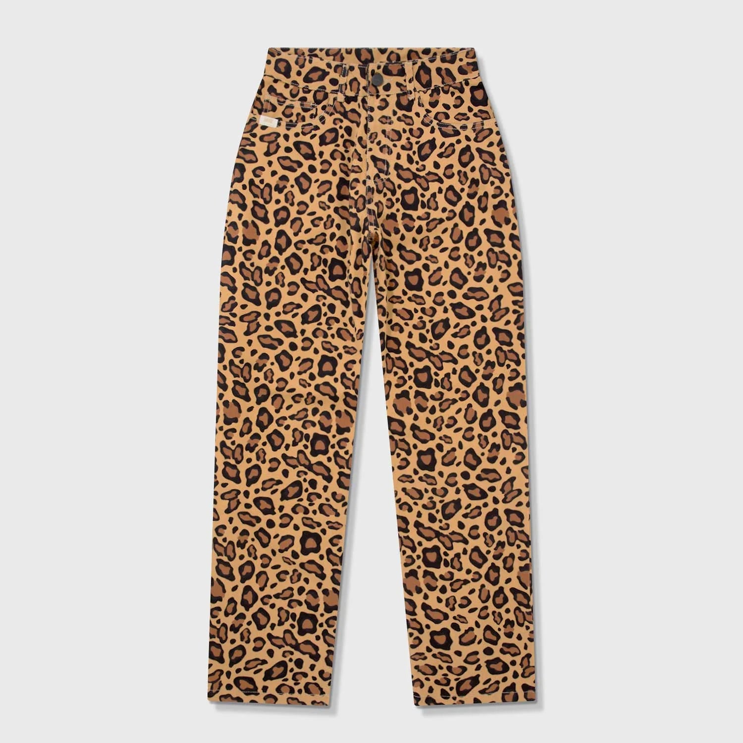 ANIMAL PRINT STRAIGHT LEG LASER PANT - LEOPARD