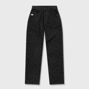 ANIMAL PRINT STRAIGHT LEG LASER PANT - BLACK