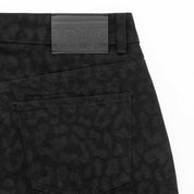 ANIMAL PRINT STRAIGHT LEG LASER PANT - BLACK
