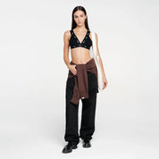 ANIMAL PRINT STRAIGHT LEG LASER PANT - BLACK