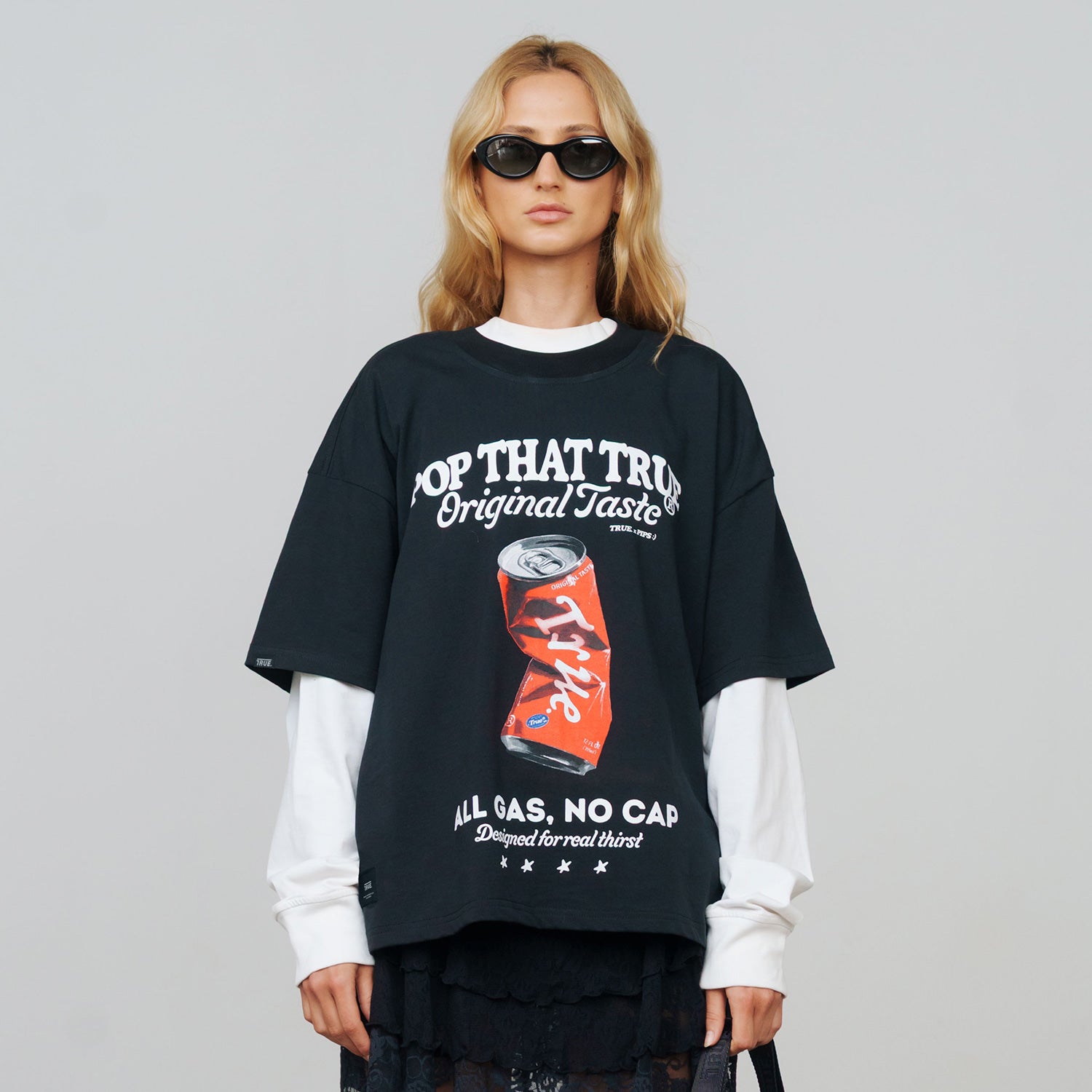 POP TASTE BOXY TEE - BLACK