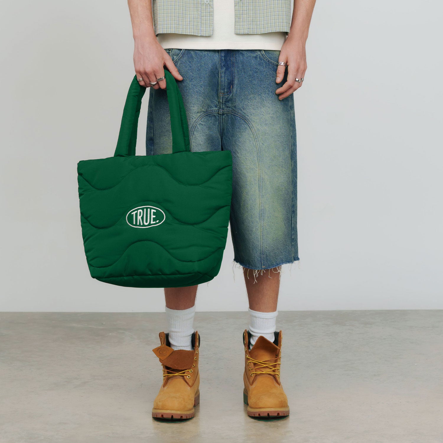 PUFFER SHOPPER BAG - PINE GREEN