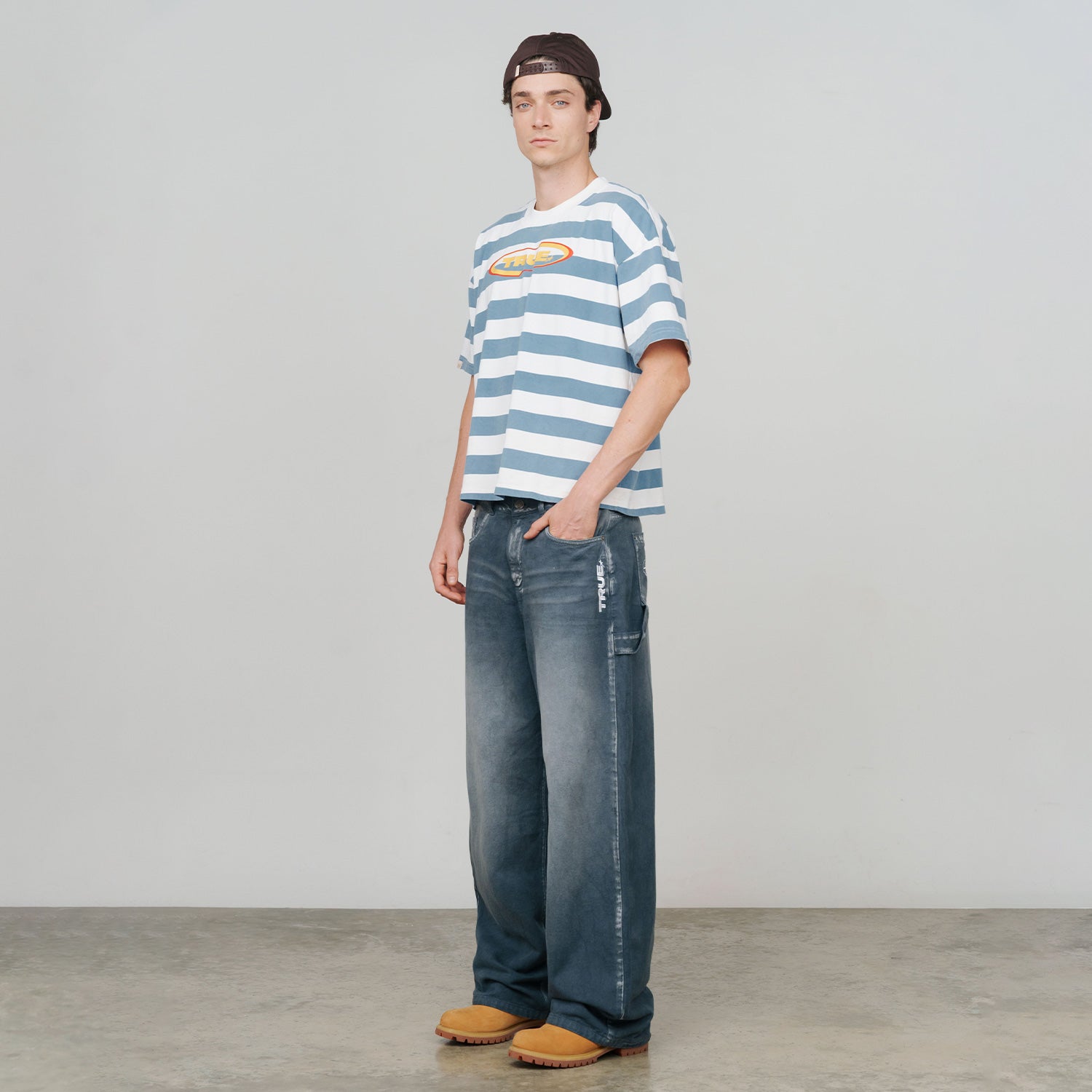 RACING STRIPES BOXY TEE - BLUE