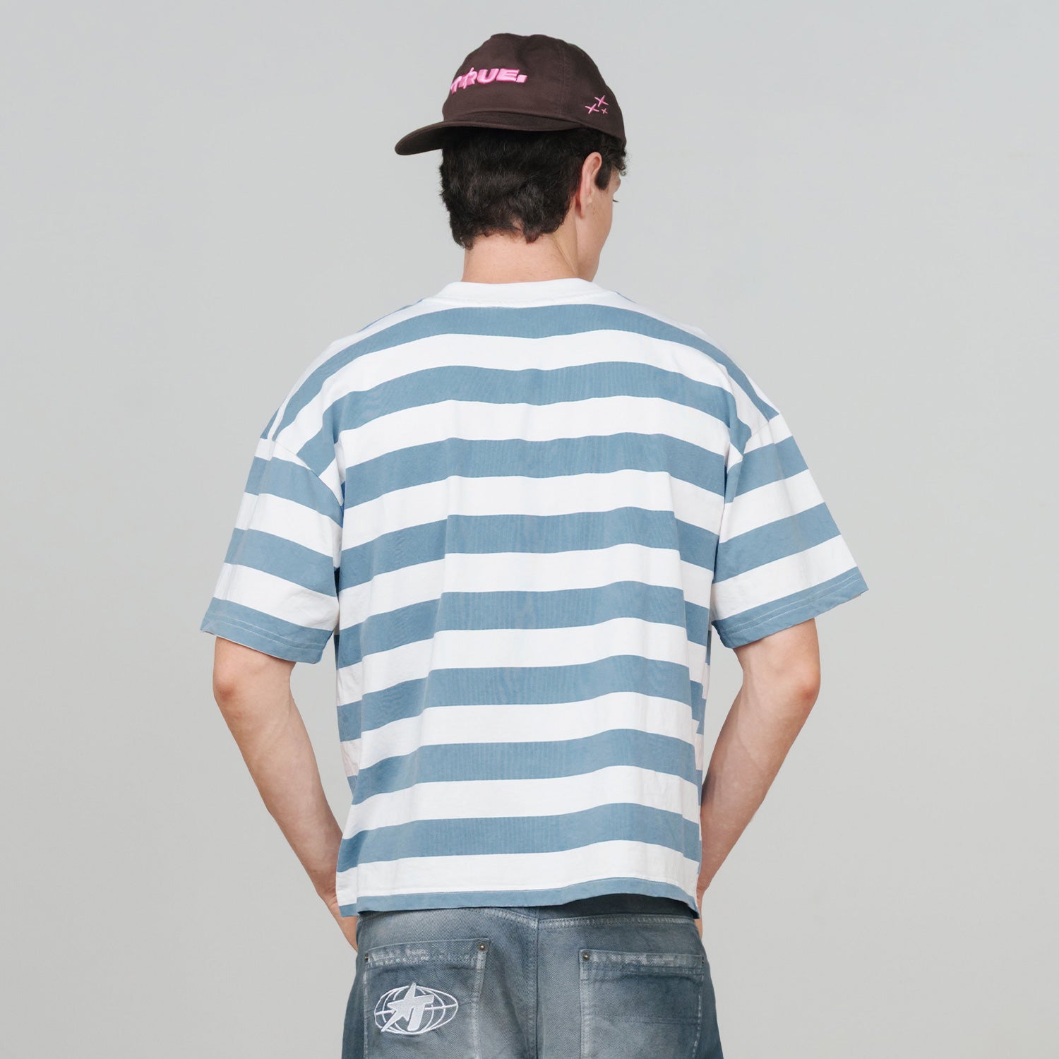 RACING STRIPES BOXY TEE - BLUE