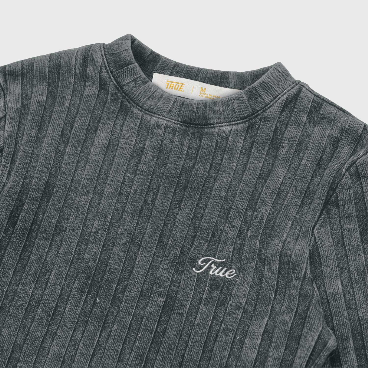 SLIM RIBBED LONG SLEEVE - WASHED BLACK