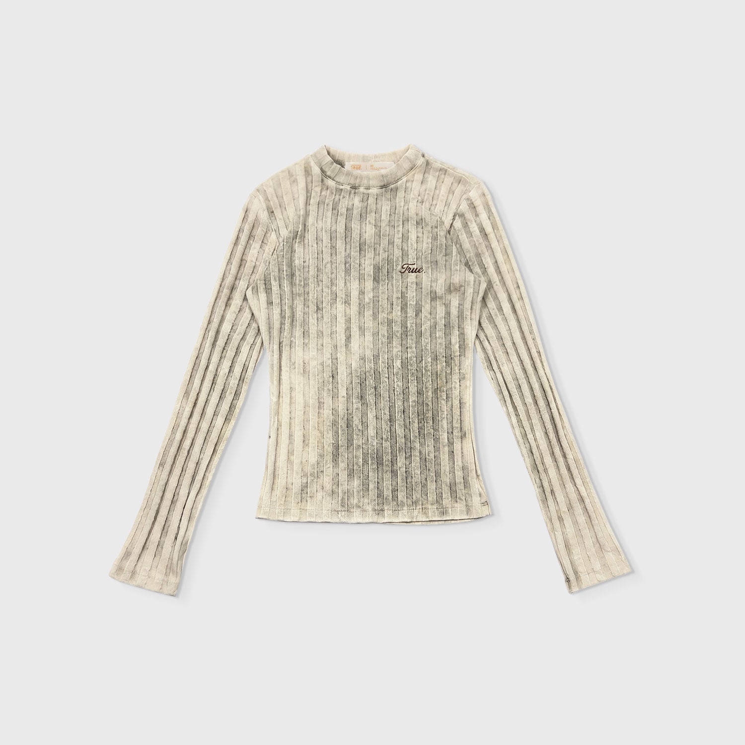 SLIM RIBBED LONG SLEEVE - WASHED CREAM