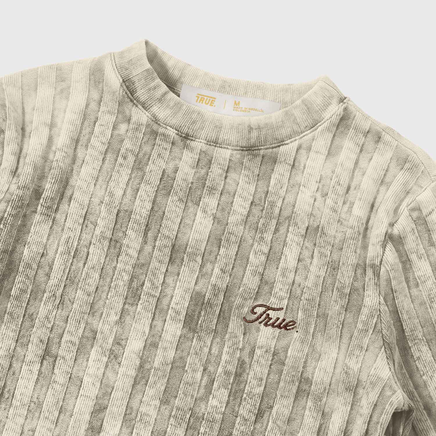 SLIM RIBBED LONG SLEEVE - WASHED CREAM