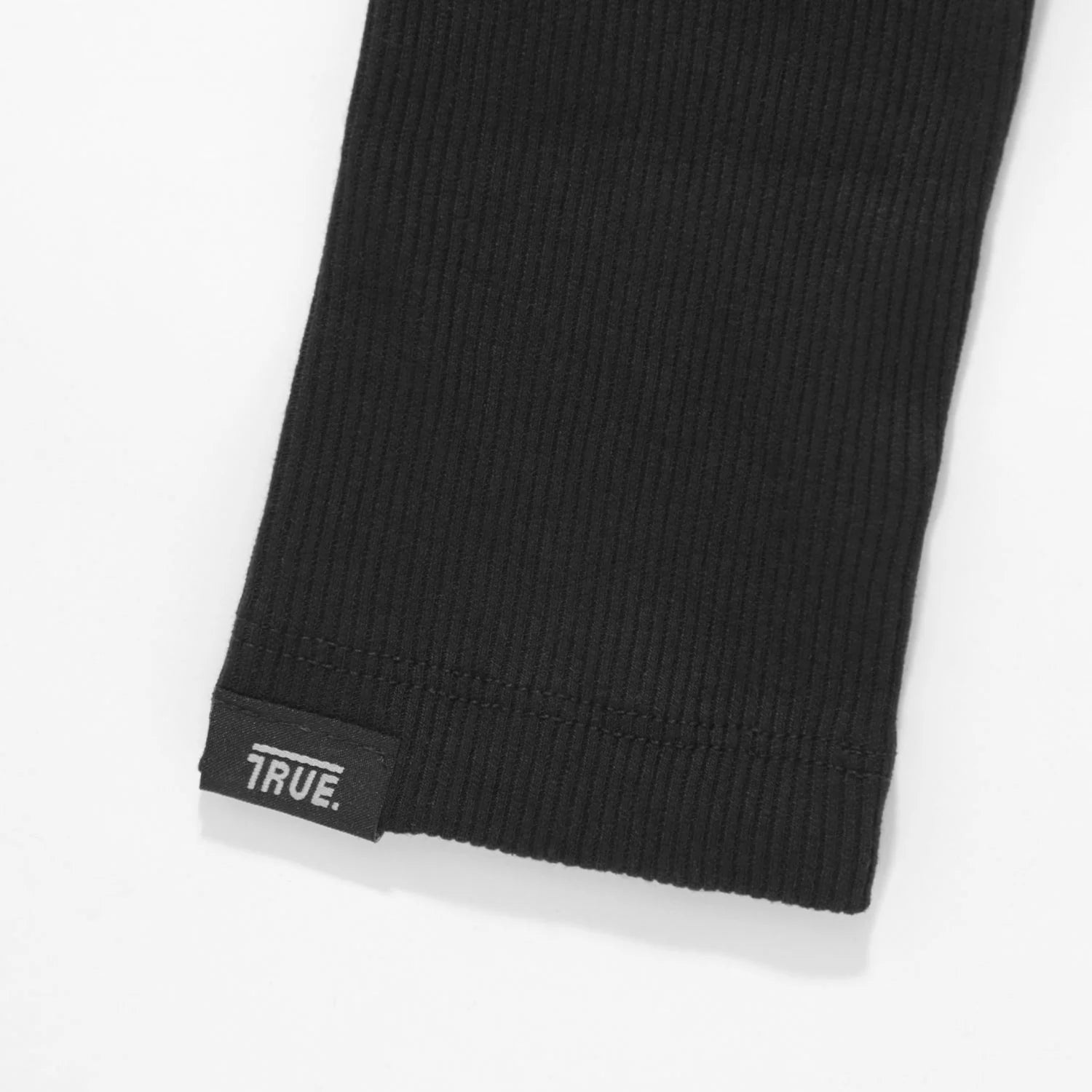 RIBBED MOCK -  NECK LS TOP - BLACK