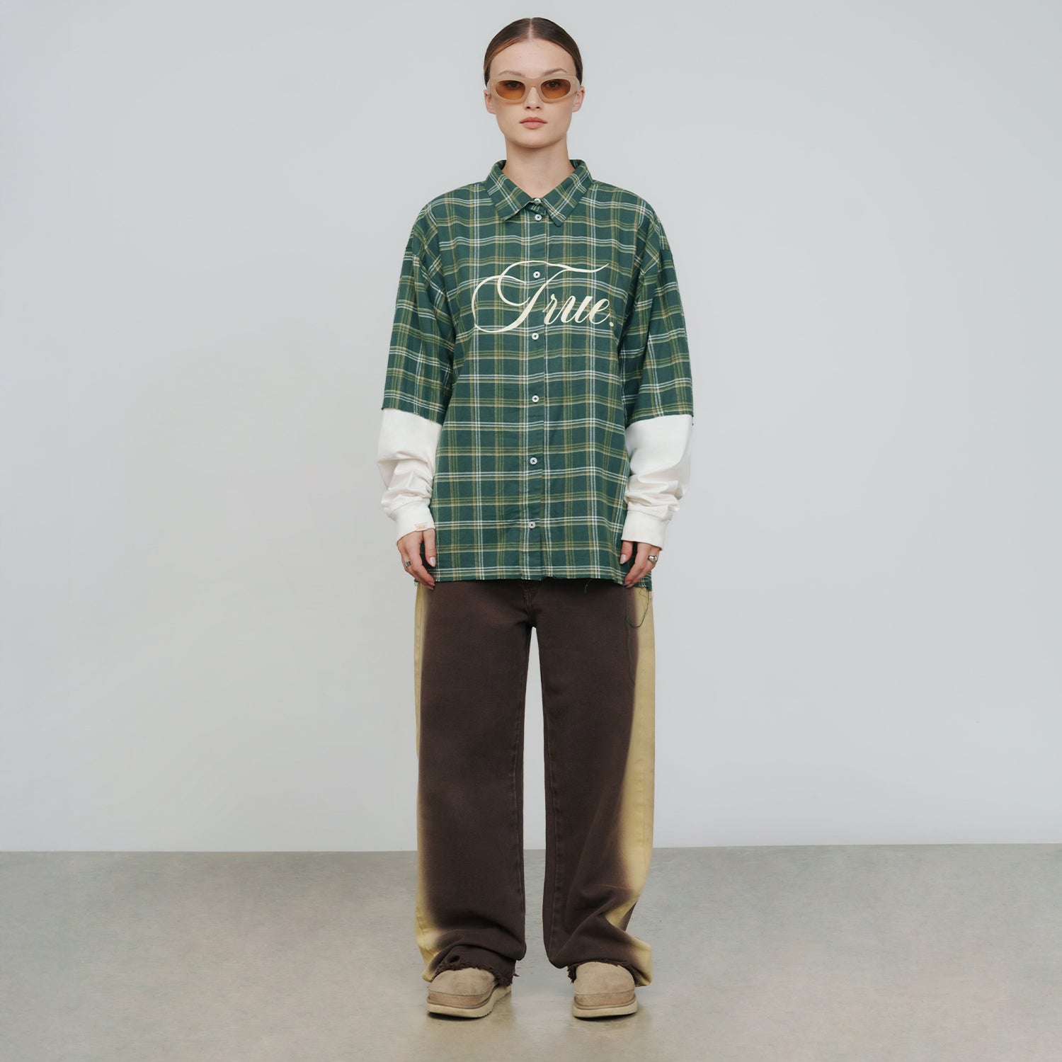 SIDEBURN MID-RISE PANTS - BROWN