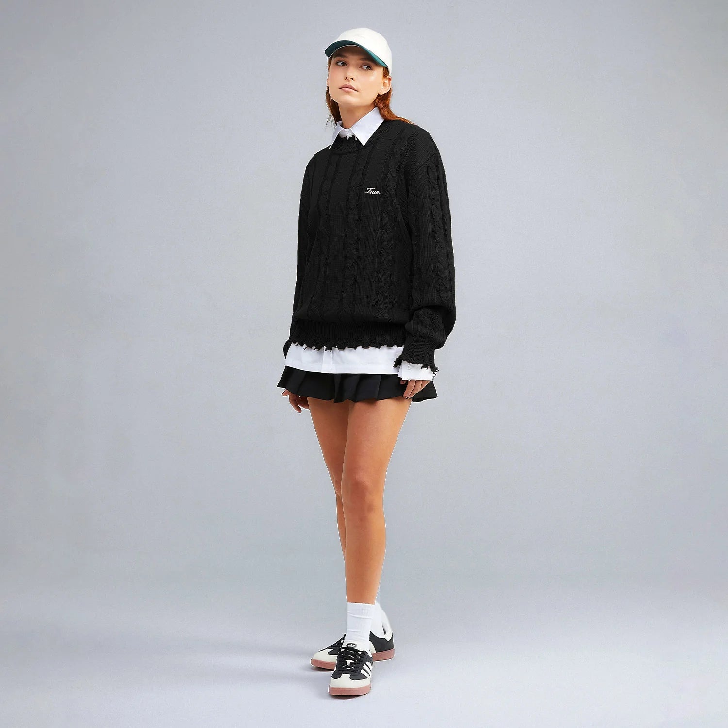 LOUNGE KNIT CREWNECK SWEATER - BLACK
