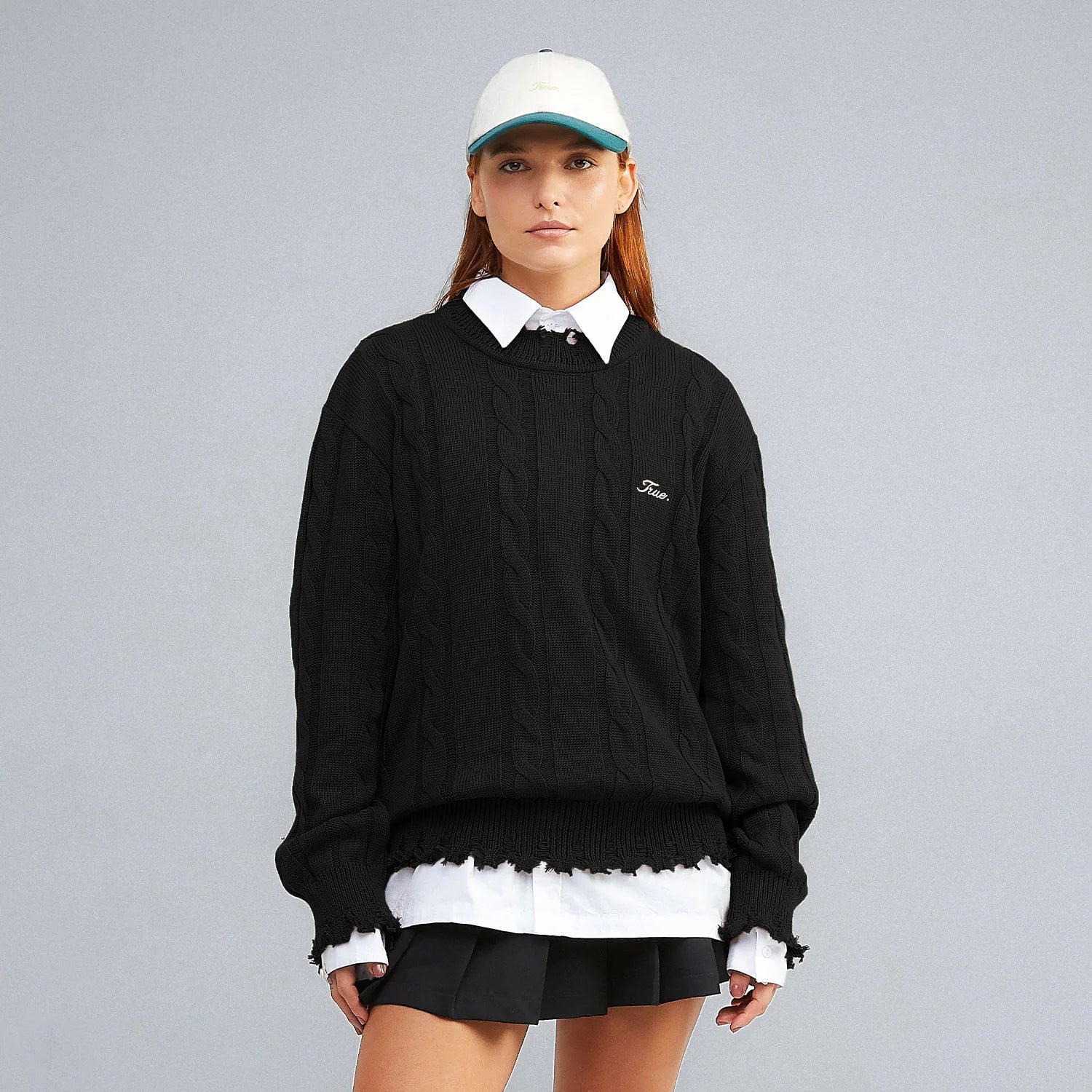 LOUNGE KNIT CREWNECK SWEATER - BLACK