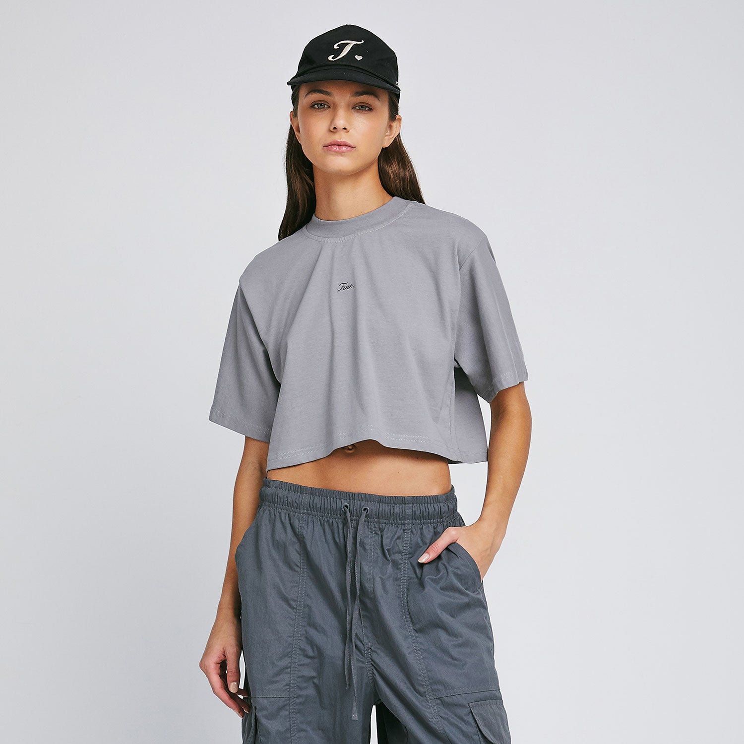 SIGNATURE CROP TOP - GRAY