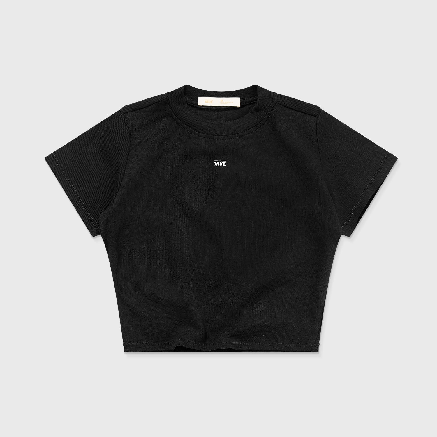 SLIM RIBBED FITTED TEE - BLACK