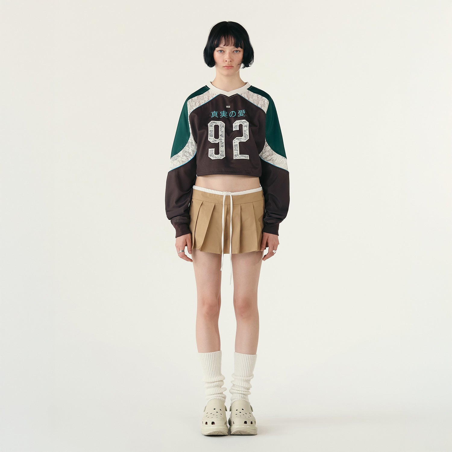 CROPPED FOOTBALL JERSEY - BROWN