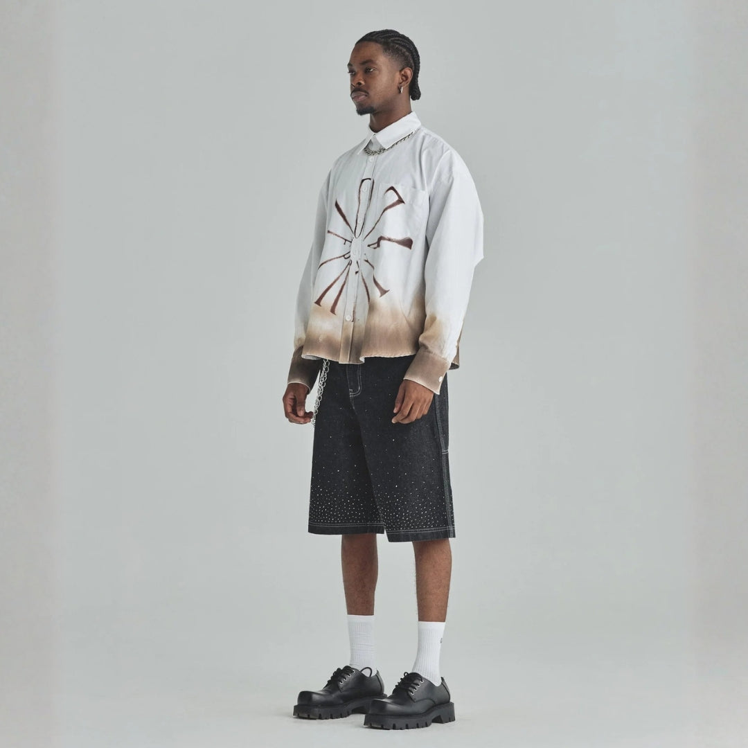 SPRING PRAY 4 LOVE BOXY FIT LONG SLEEVE SHIRT BURNT - WHITE