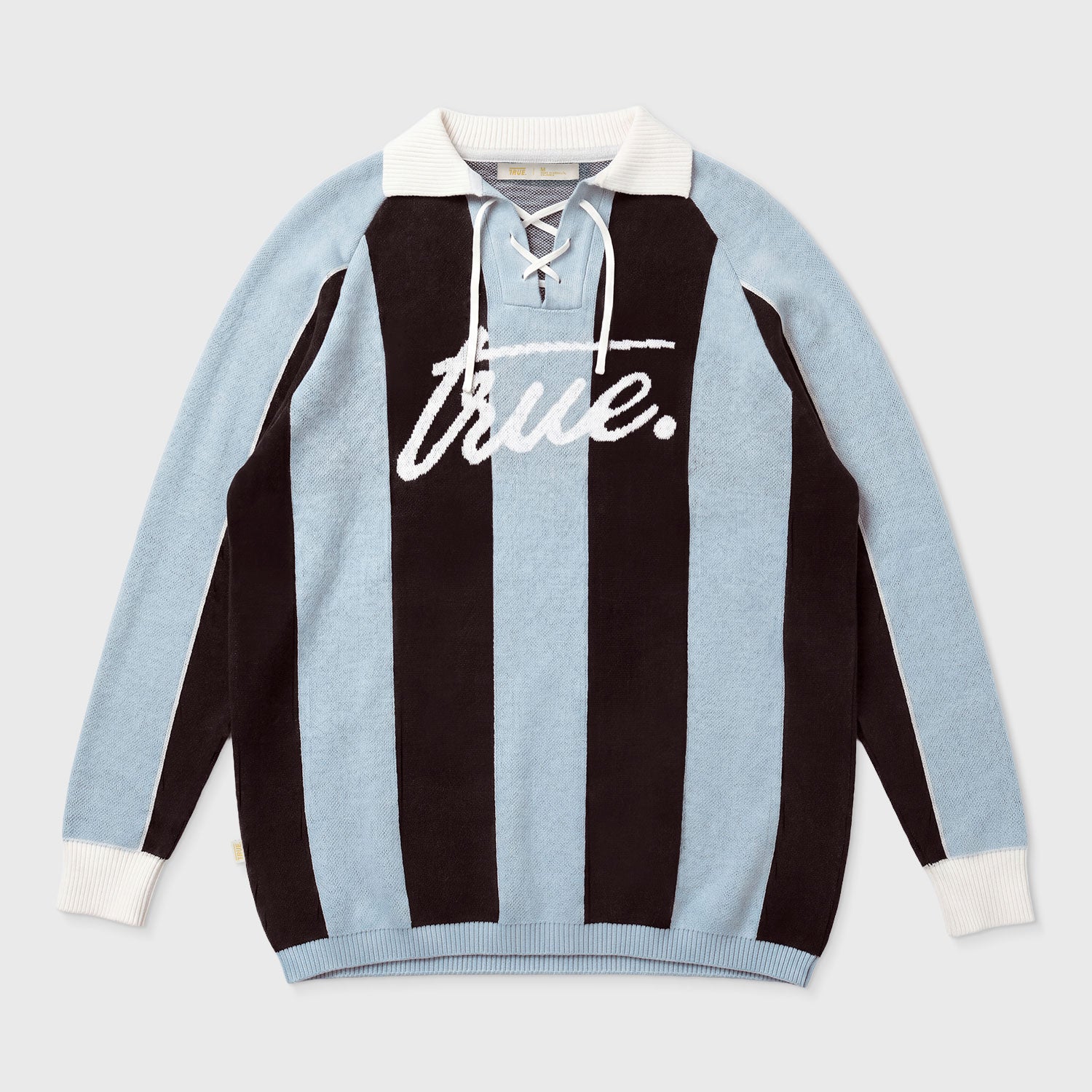 STRIPED KNIT POLO - BLUE