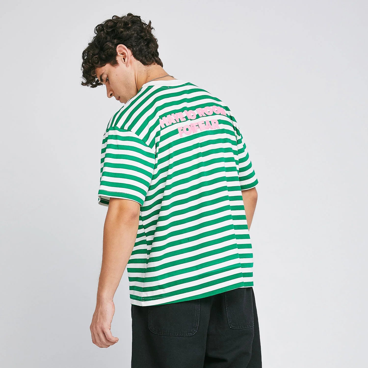 STRIPED NO FEAR TEE -  GREEN